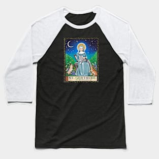 St. Gertrude of Nivelles Patron Saint of Cats Lovers Baseball T-Shirt